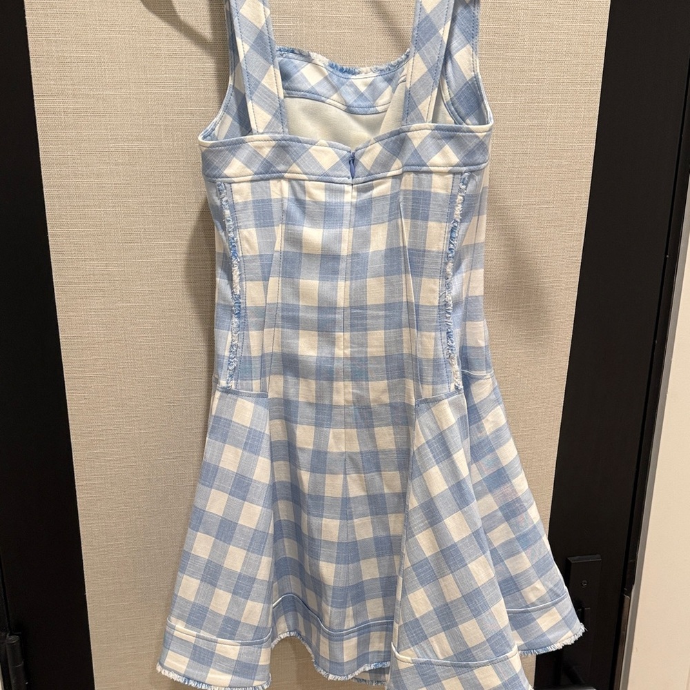 Blue Checkered Mini Dress - Picture 3 of 4